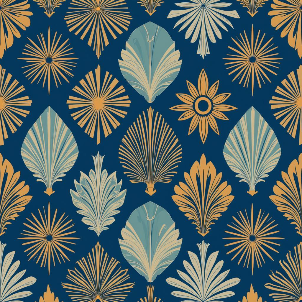 Art Deco Blue and Gold Geometric Patterns