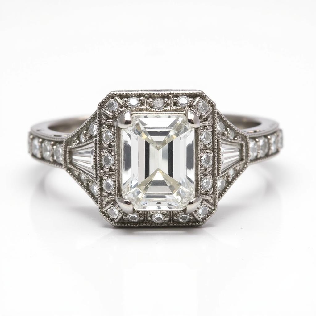 Art Deco Diamond Engagement Ring with Geometric Design