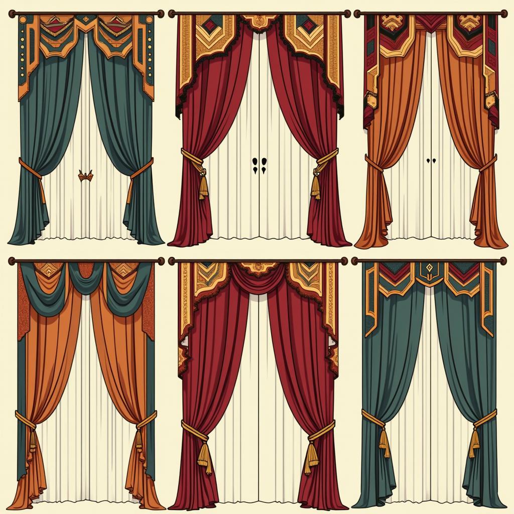 Art Deco drapes featuring bold geometric patterns.