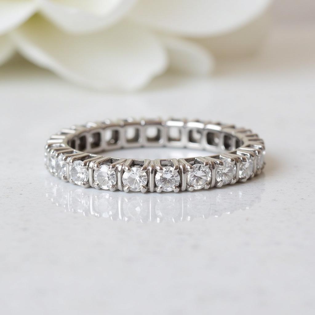 Platinum Art Deco Eternity Band with Diamonds