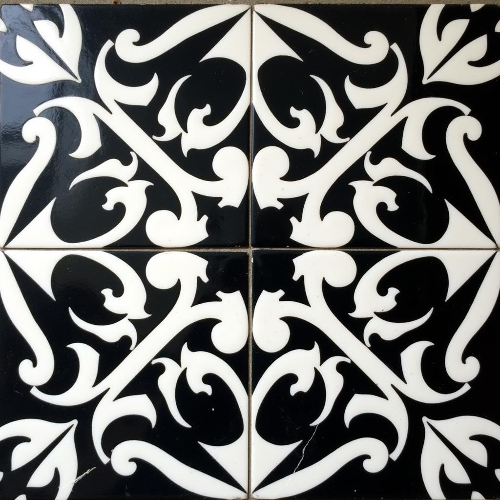 Art Deco floor tiles showcase intricate geometric patterns.