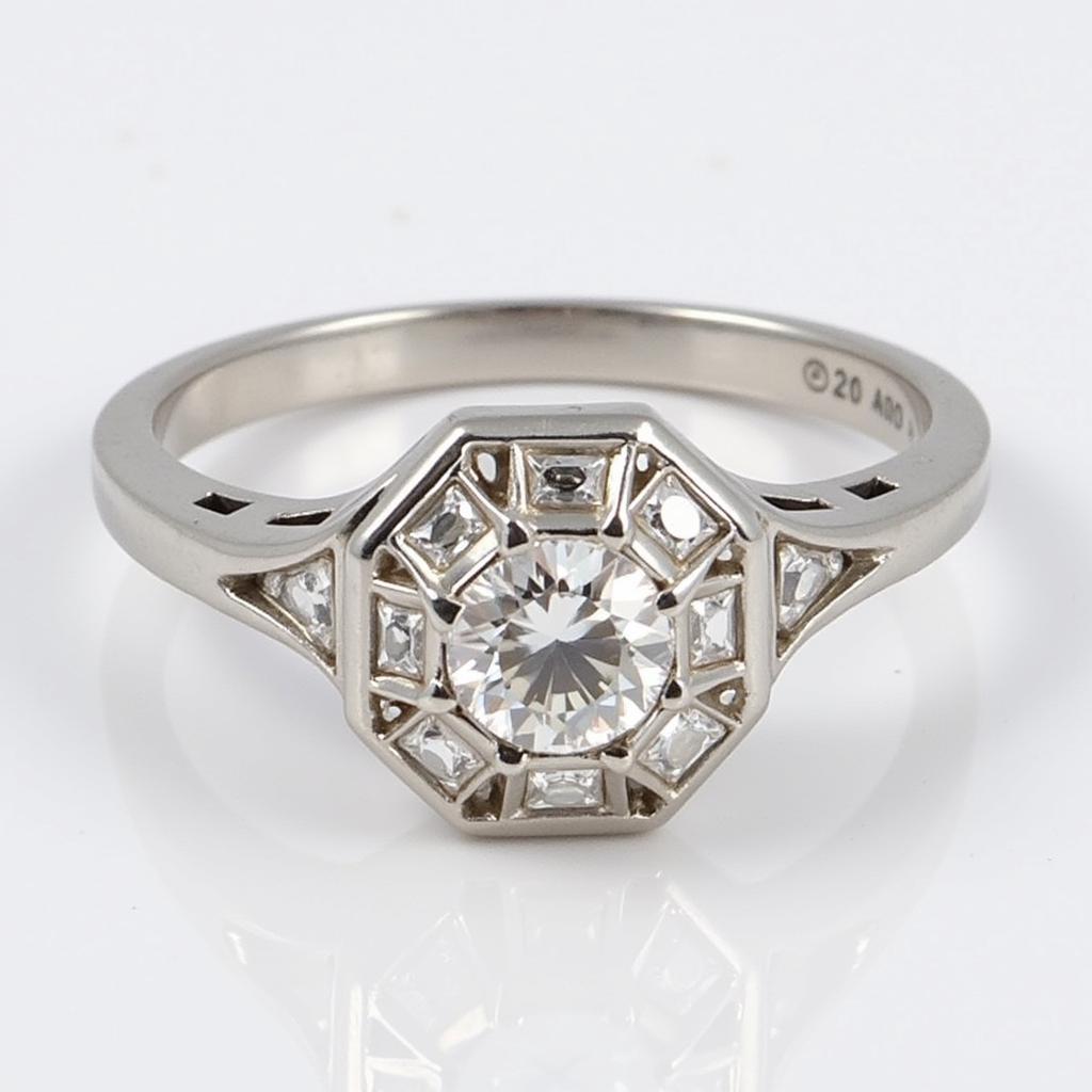 Art Deco Hexagon Platinum Diamond Ring