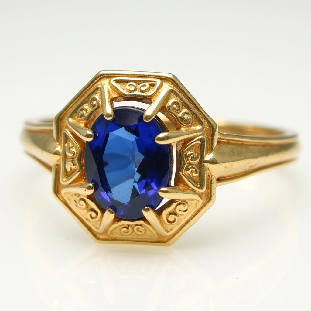 Art Deco Hexagon Sapphire Gold Ring