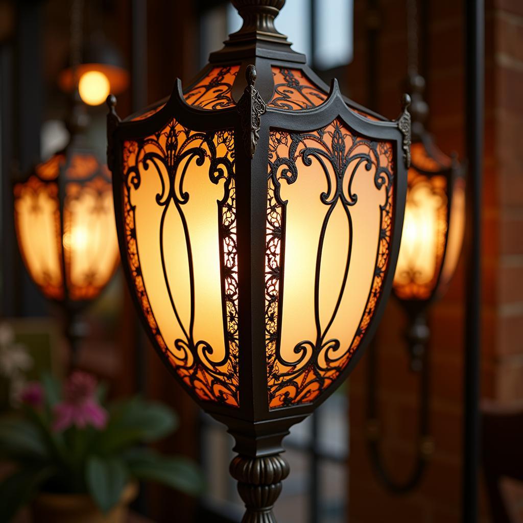 Close-up of Art Deco Lantern Details