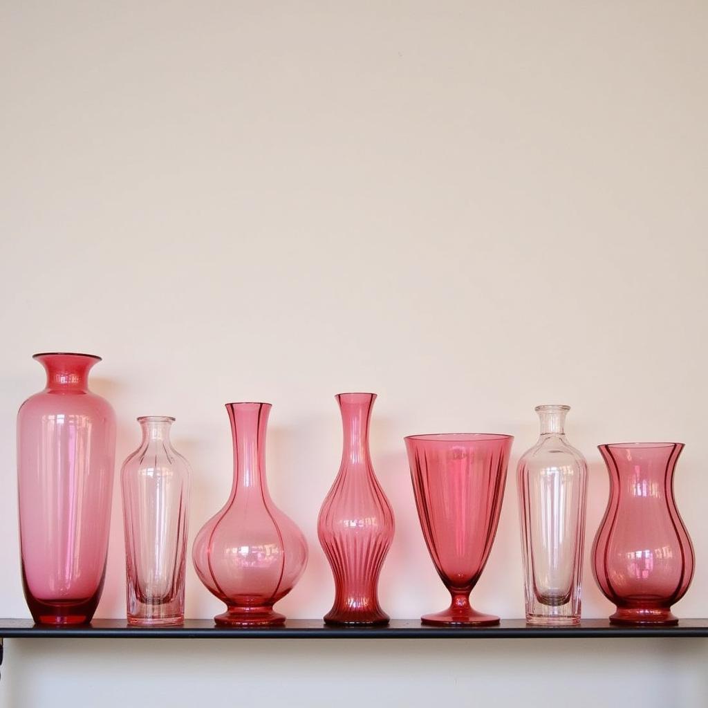 Collection of Art Deco Pink Glass Vases