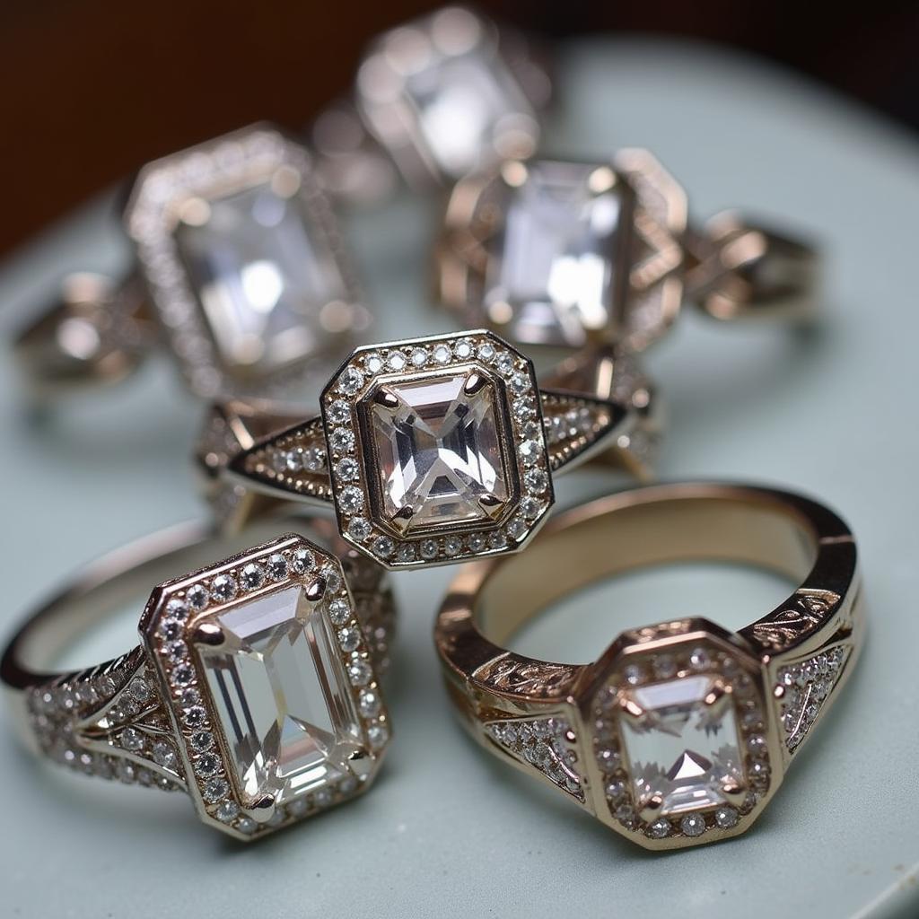 Art Deco Ring Settings Featuring Platinum and Diamonds