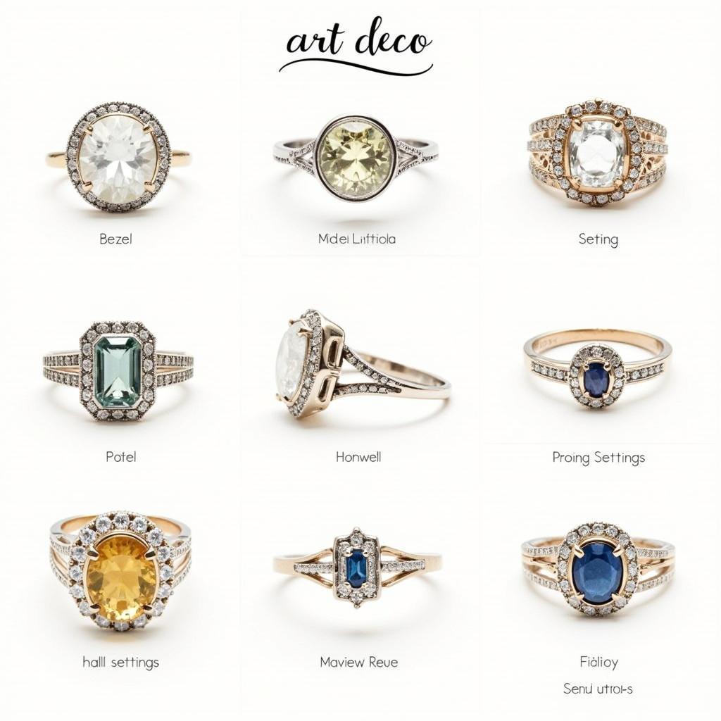 Showcase of Art Deco Rings with Various Setting Styles