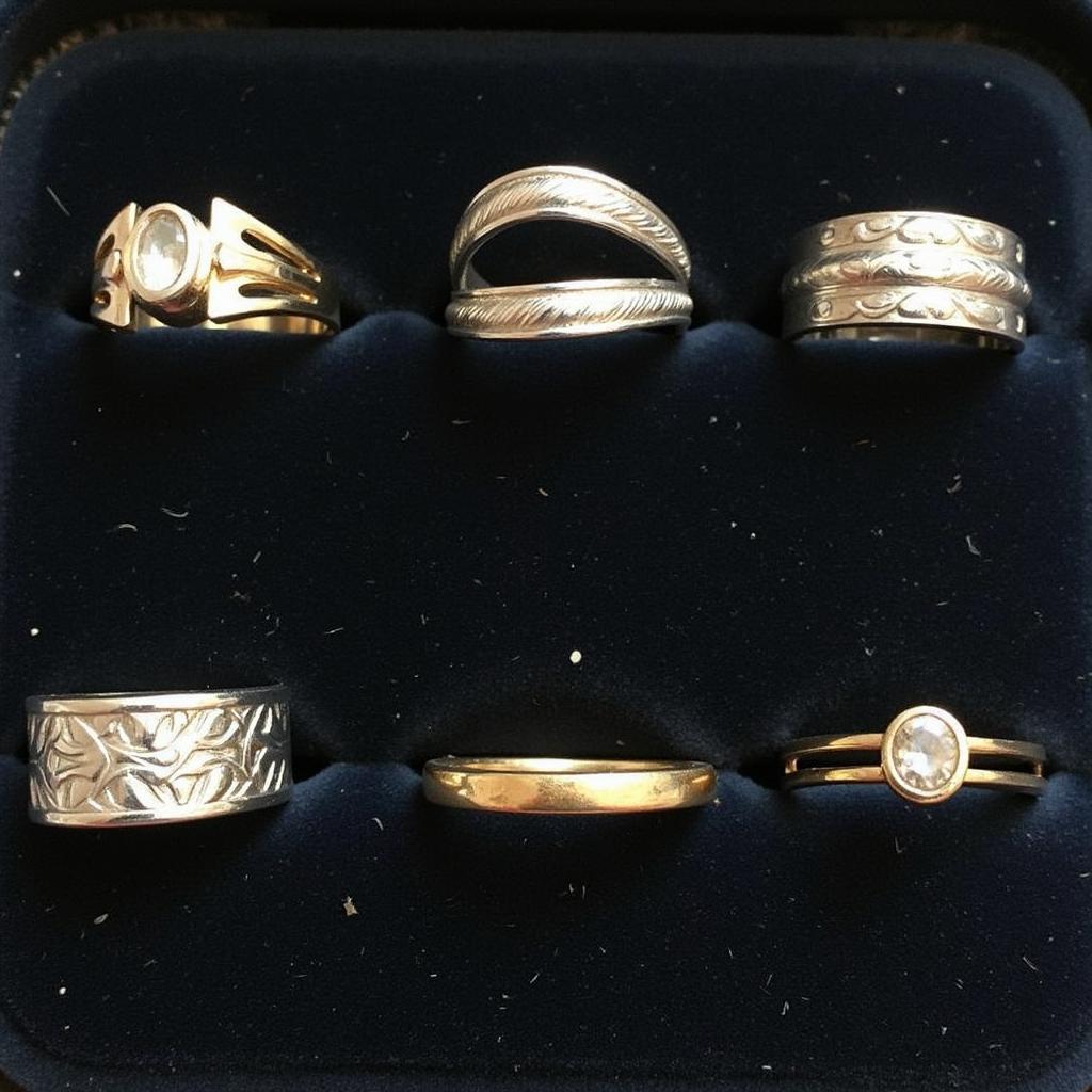 Showcase of various art deco ring styles without stones, highlighting versatility.