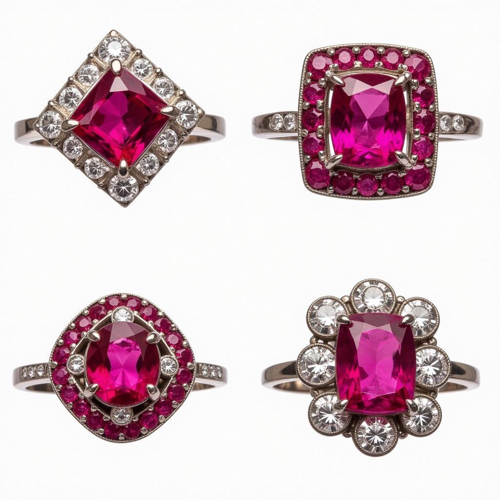 Art Deco Ruby Ring with Geometric Patterns