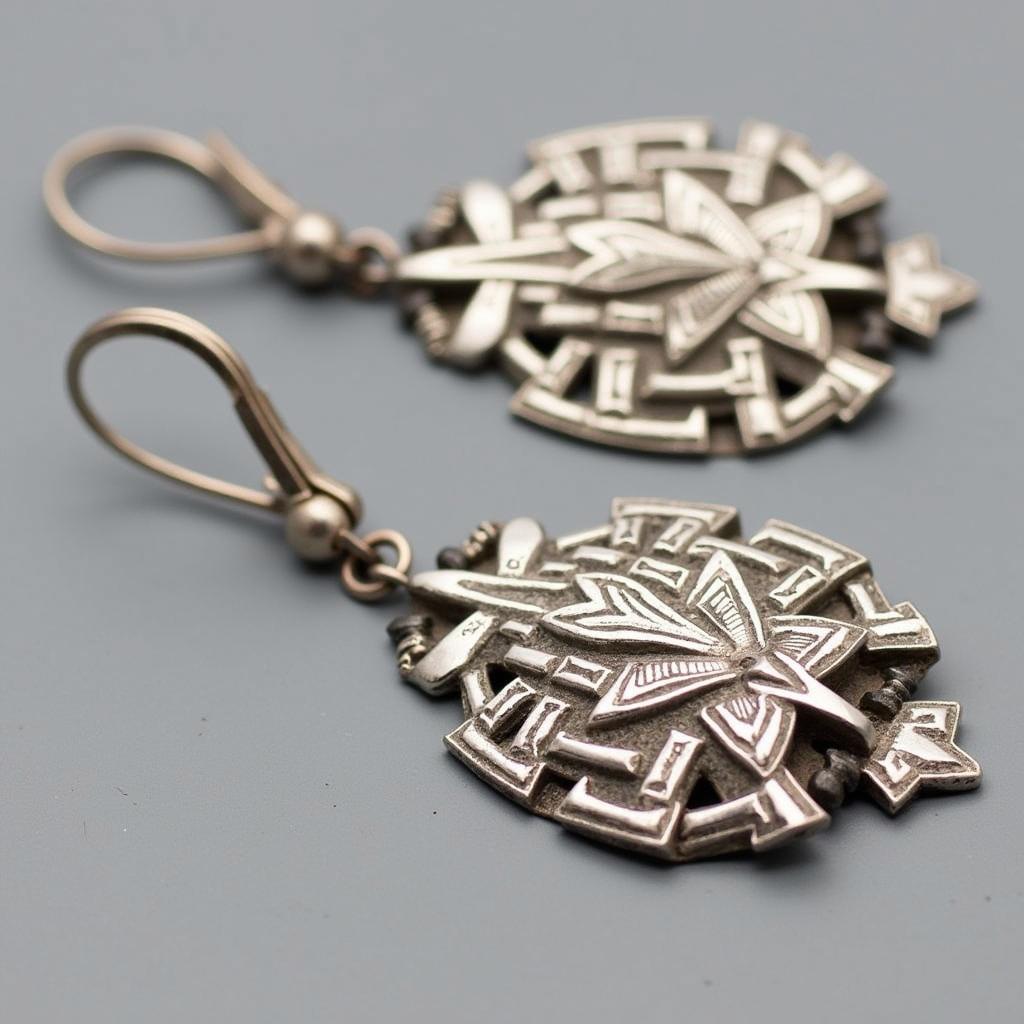 Art Deco Silver Earrings with Geometric Designs