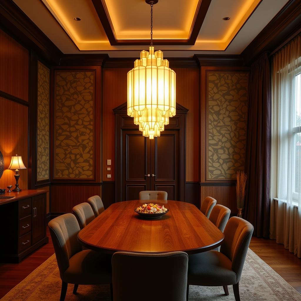 Art Deco Skyscraper Pendant Light in a Dining Room Setting