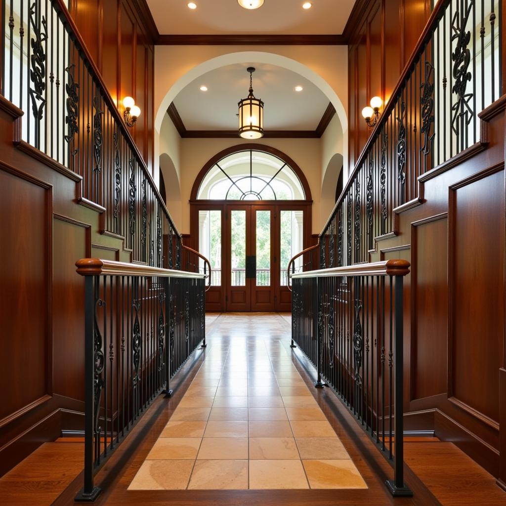 Art Deco Staircase Combining Wood and Metal