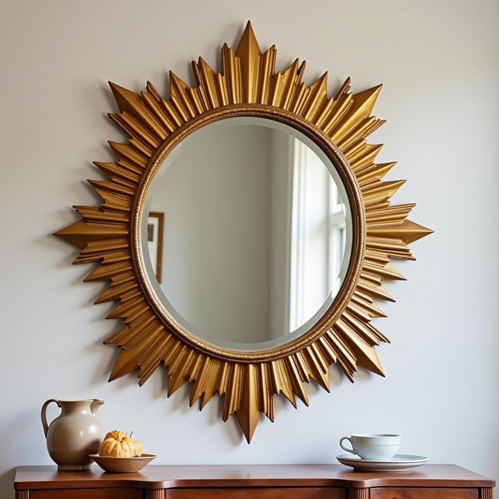 Vintage Art Deco Sun Mirror Reflecting Glamour and Sophistication