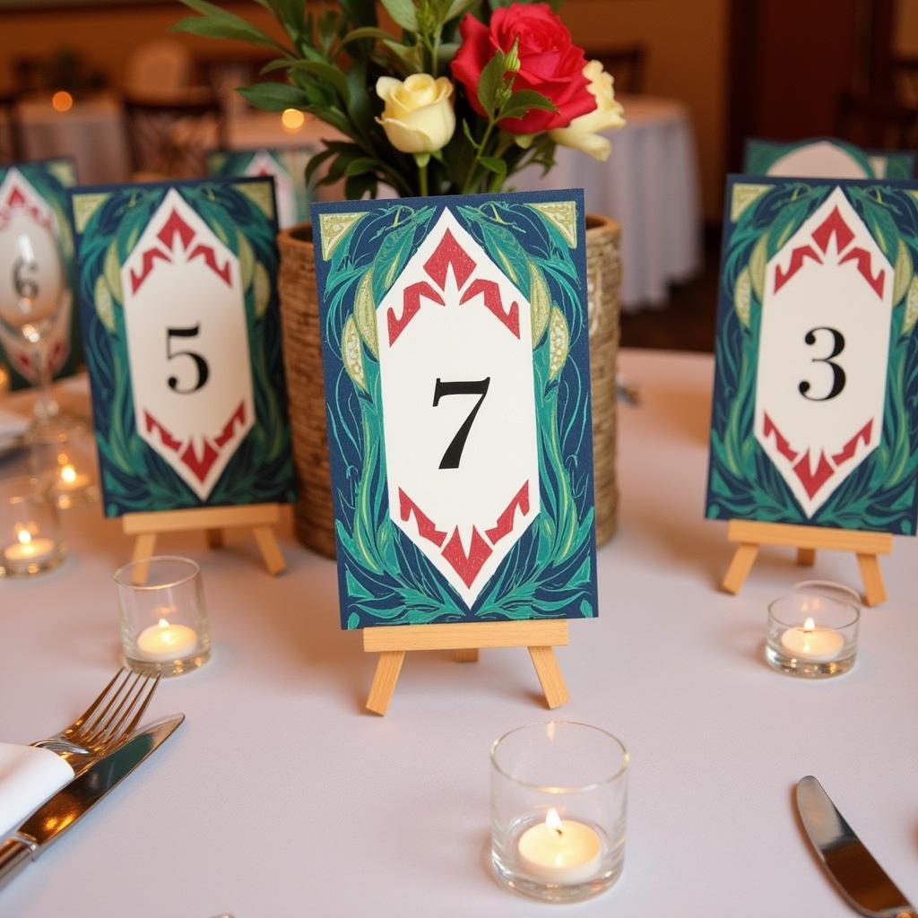 Art Deco Table Numbers at a Wedding