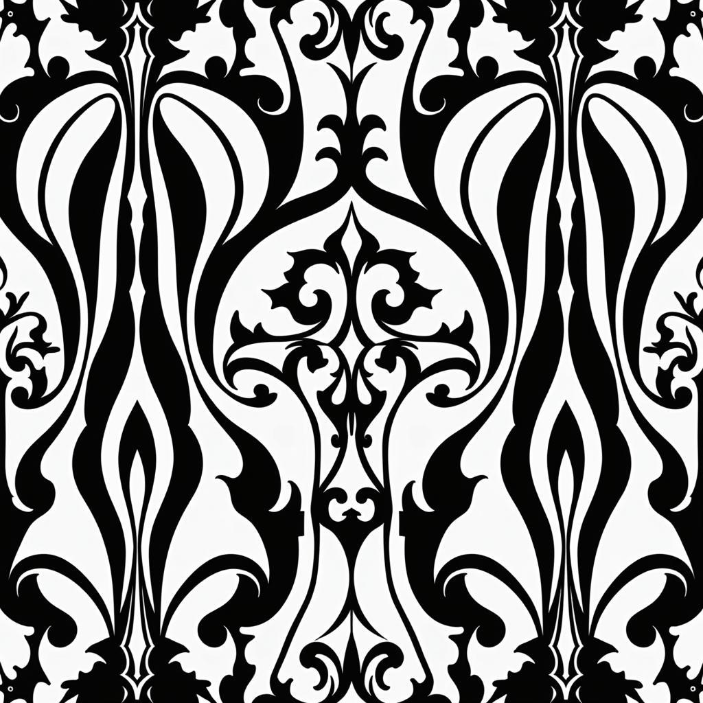 Art Deco Wallpaper with Geometric Pattern in Black and White