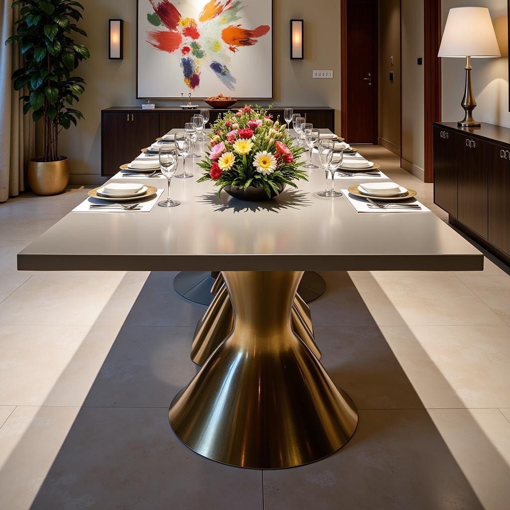 Modern Art Dining Room Table with Unique Sculptural Base