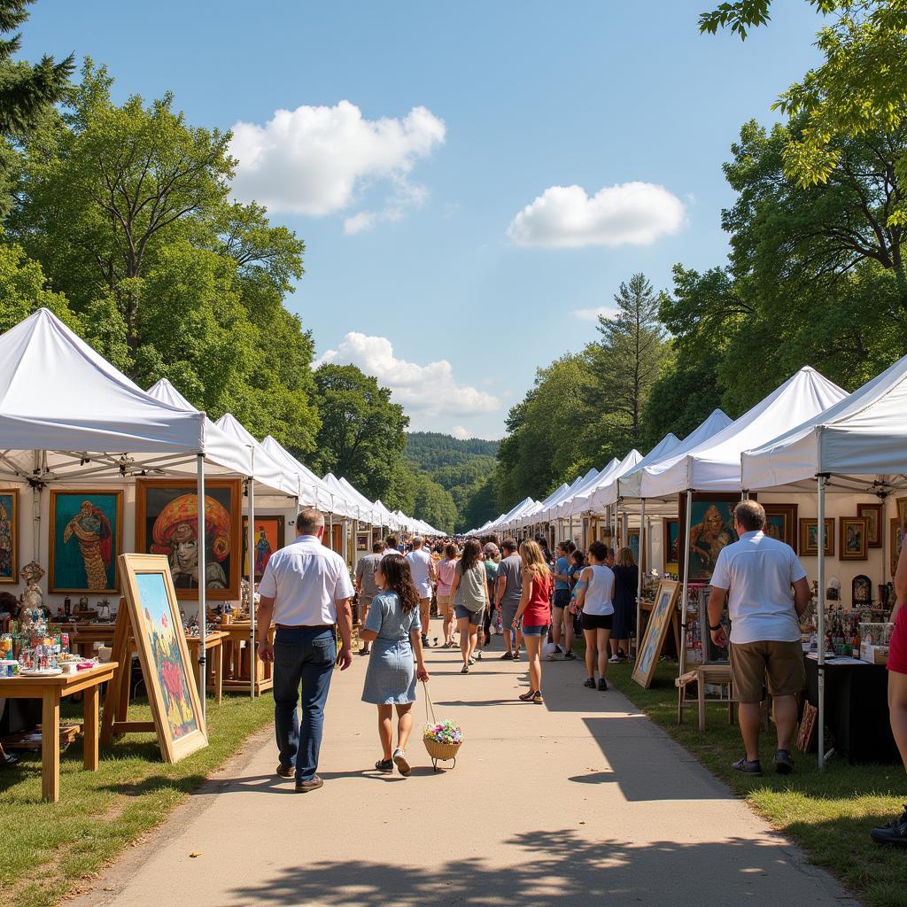 Kalamazoo Art Festival showcasing a vibrant art scene with diverse artwork and enthusiastic attendees