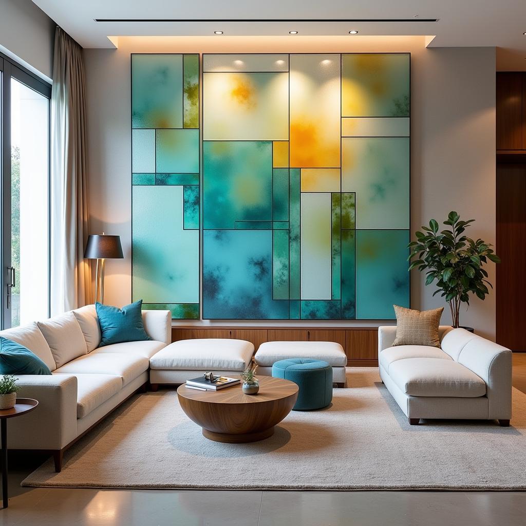 Modern Home Design with Vibrant Art Glass Panels