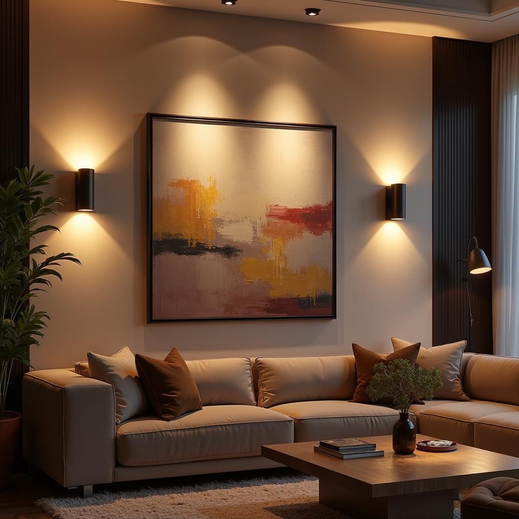 Modern Living Room Illuminated by Art Light Sconces