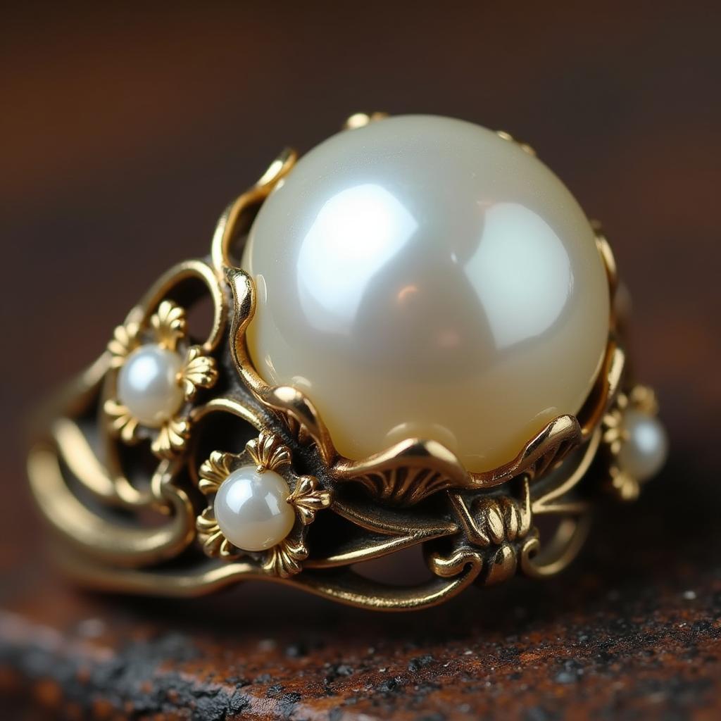 Art Nouveau Pearl Ring Design Elements