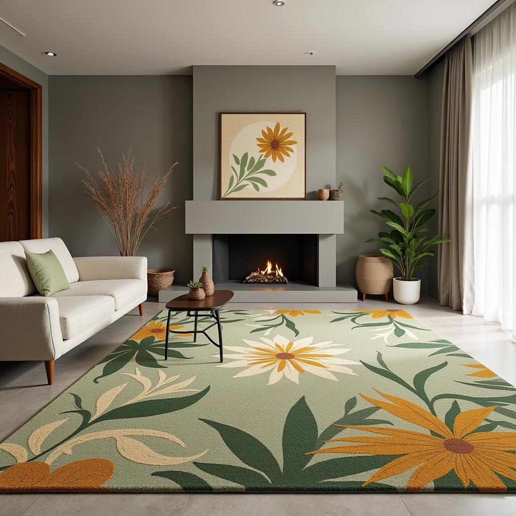 Art Nouveau Rug in a Modern Living Room Setting