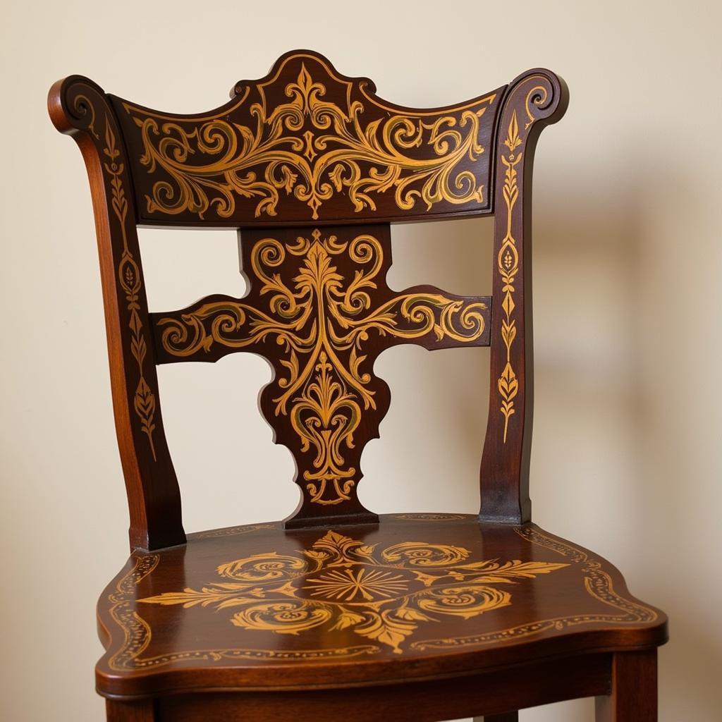 Art Nouveau Stencil Applied to Furniture