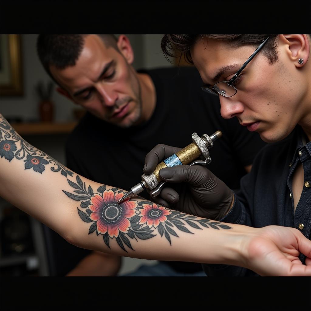 Art Nouveau Tattoo Artist at Work