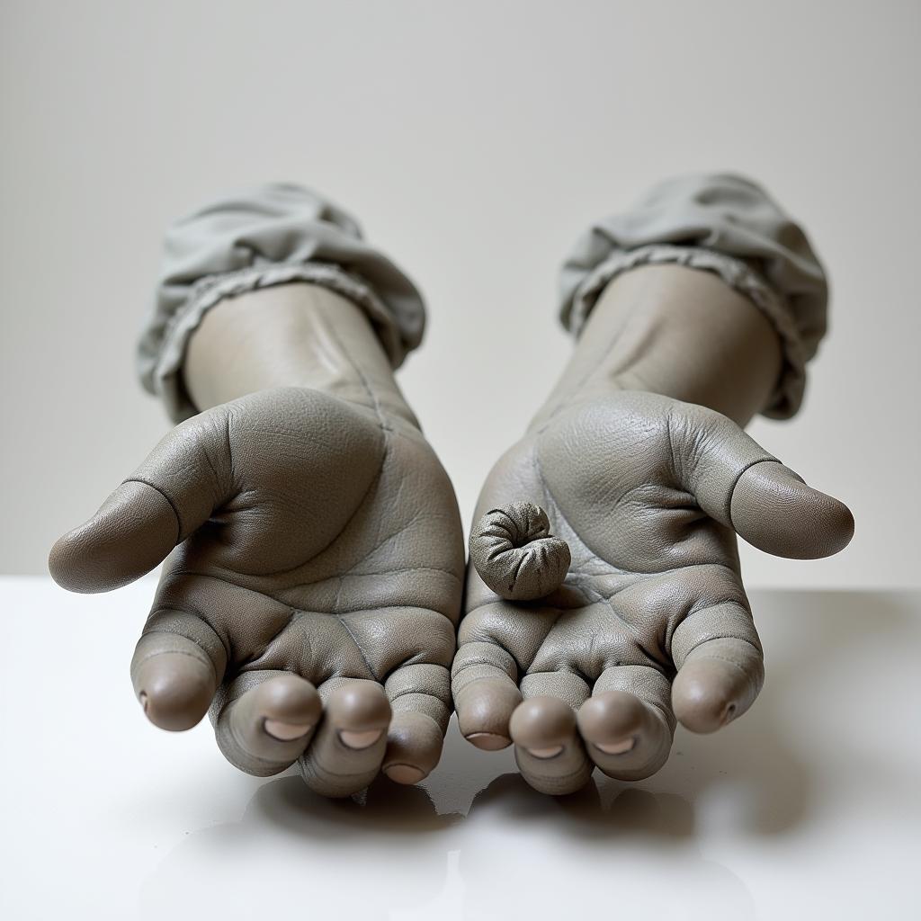 Sculpture of Hands Reaching for a Substance