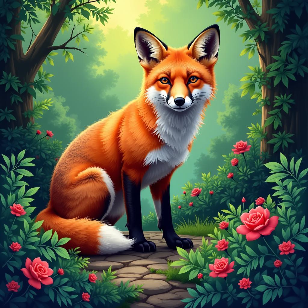 Digital painting depicting a fox in a natural setting, showcasing the vibrant colors and intricate details achievable with digital art techniques.