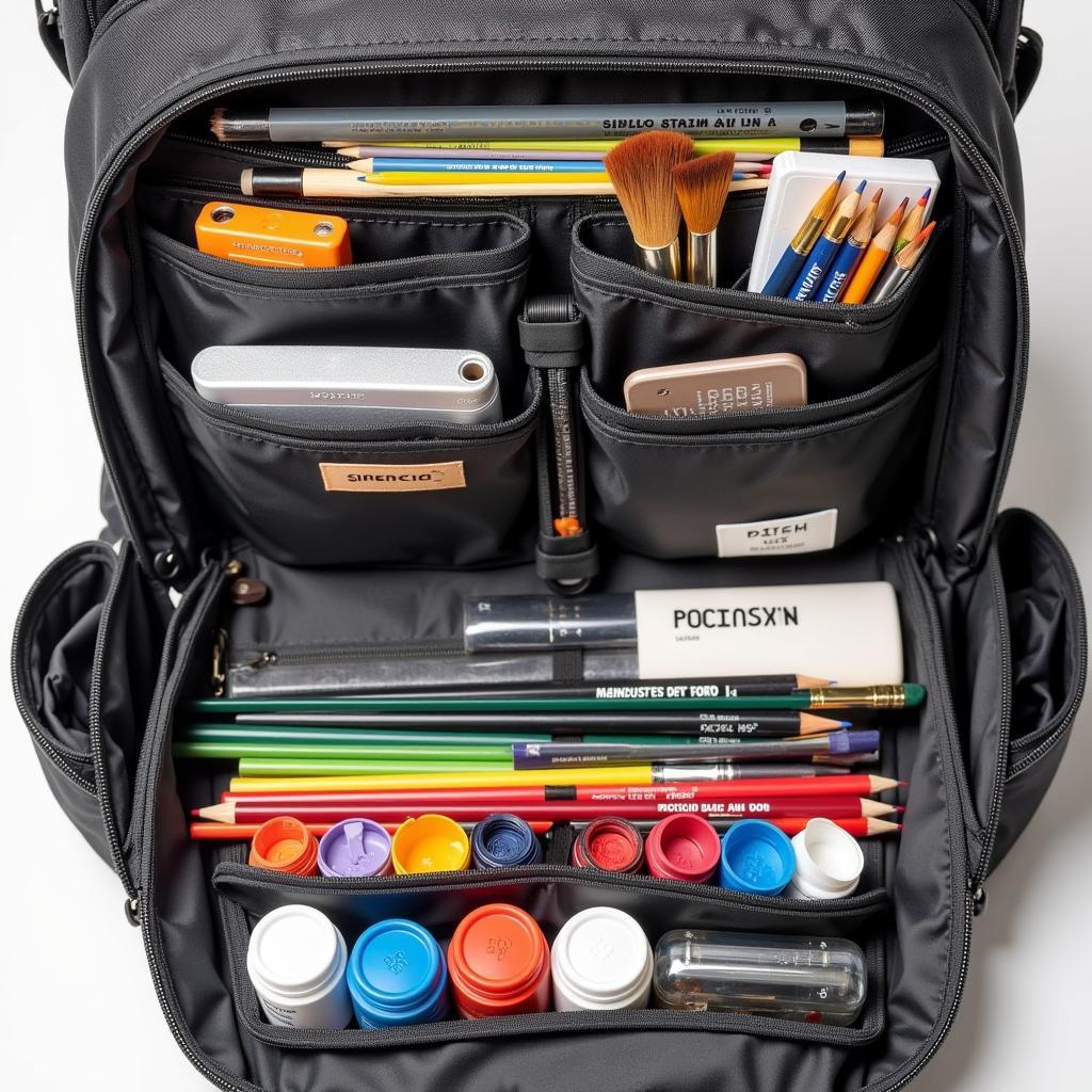 Art Supply Backpack Organization