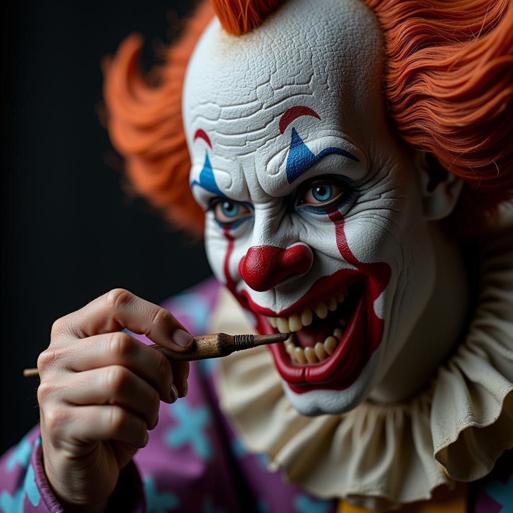 Close-up of an Art the Clown NECA figure