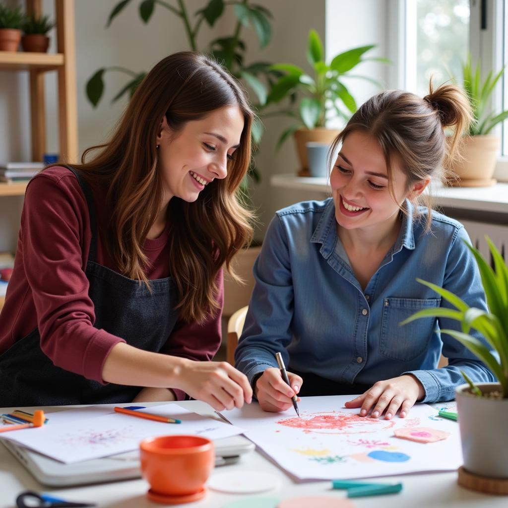 Art therapy intern working with a client