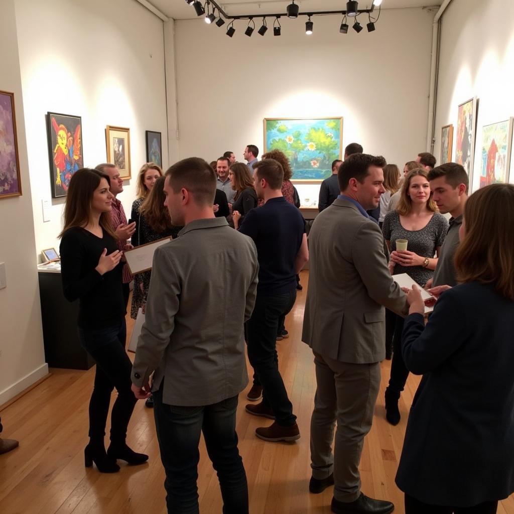 Artists networking at a Commerce Cultural Arts Center event.