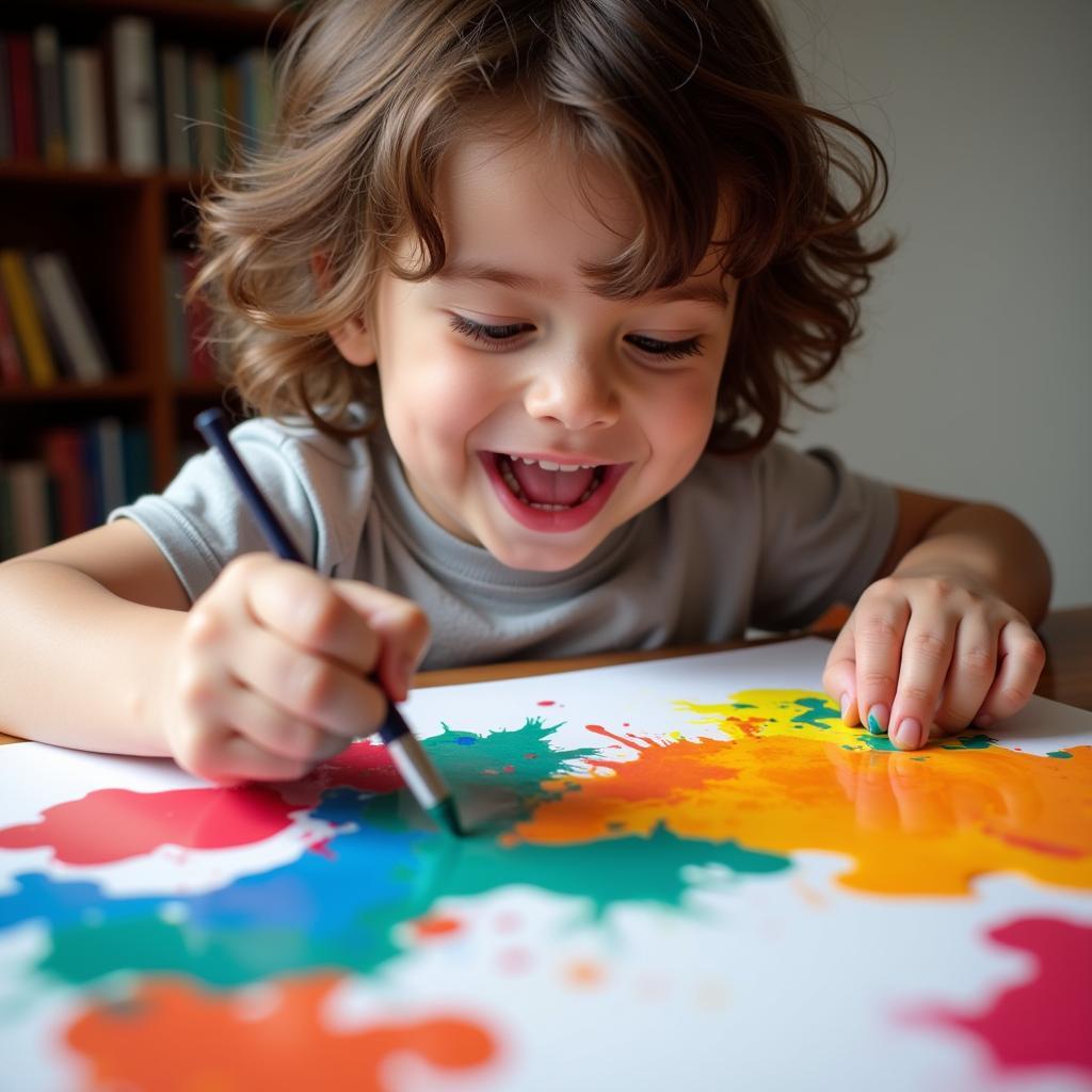 Autistic Child Painting Abstract Art