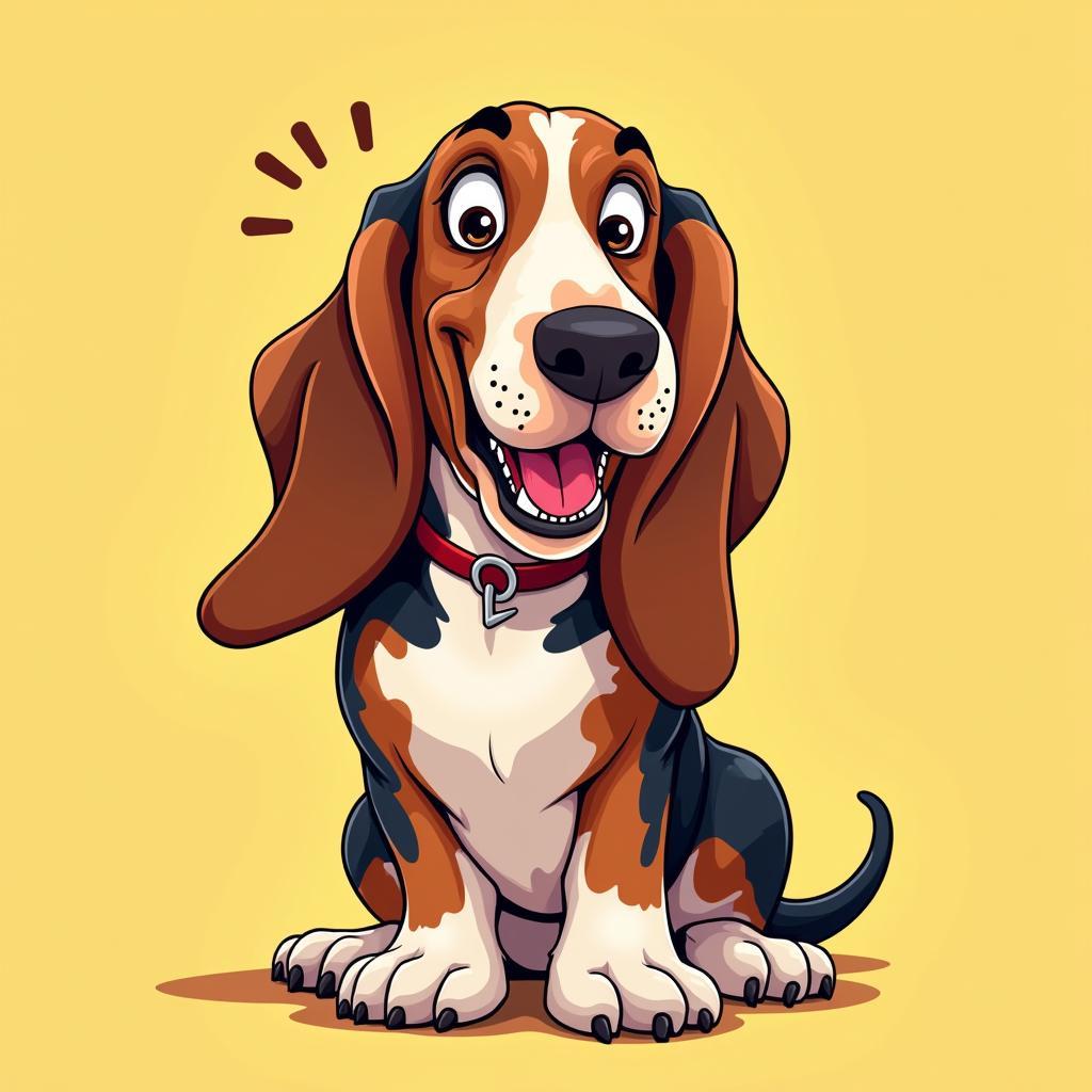 Colorful Digital Illustration of a Playful Basset Hound