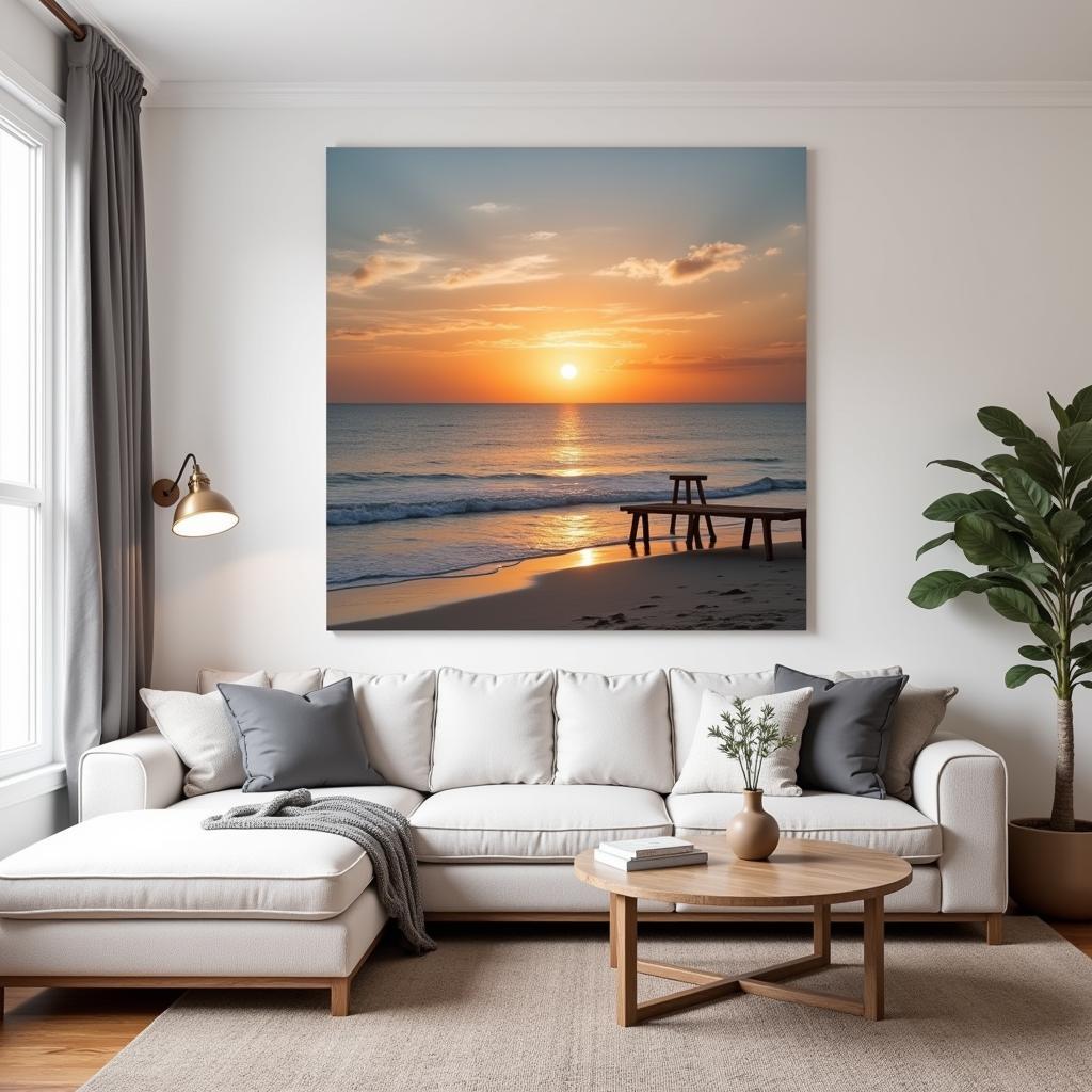 Beach Art Prints Canvas in a Living Room