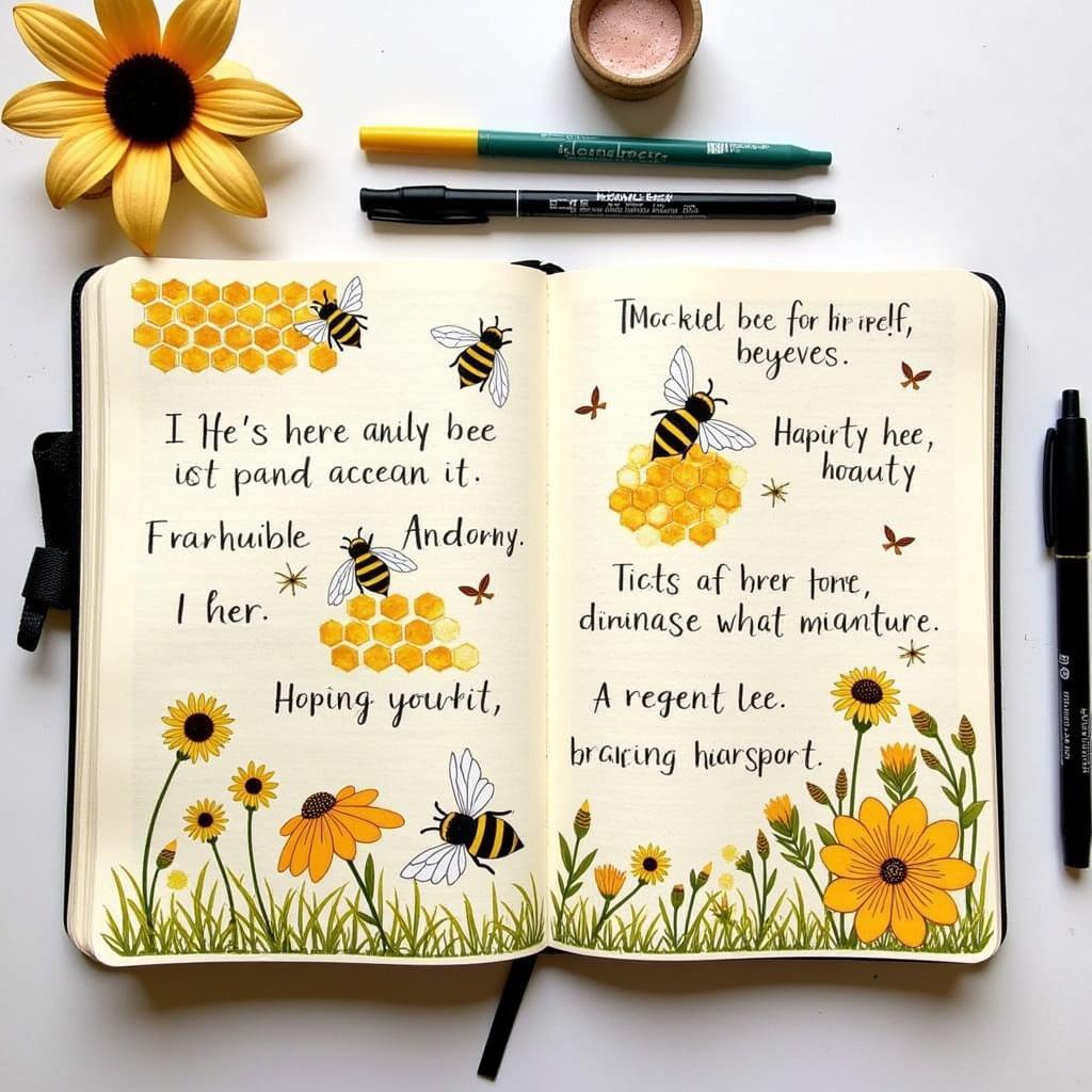 Bee-Themed Mixed Media Art Journal Spread