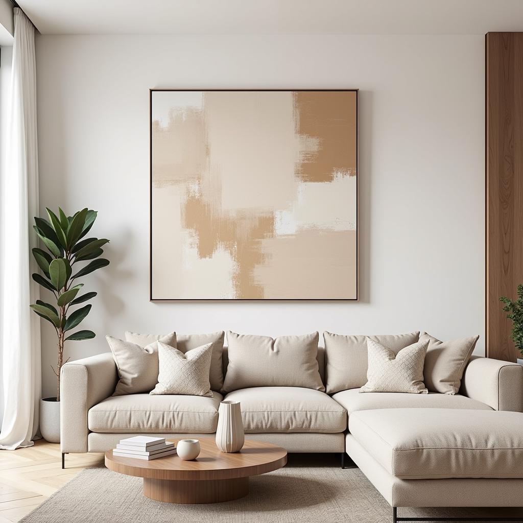 Beige Abstract Art in Living Room Decor