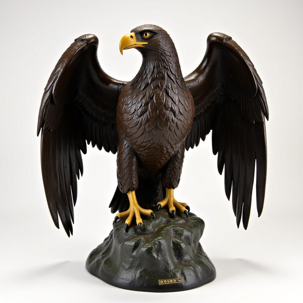 Bronze sculpture of a Bald Eagle with outstretched wings, emphasizing its power and majesty