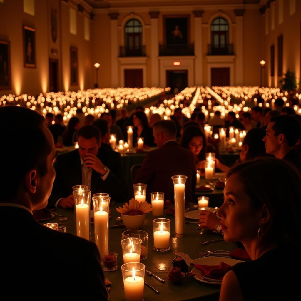 The atmosphere of a candlelight concert at the Birmingham Museum of Art