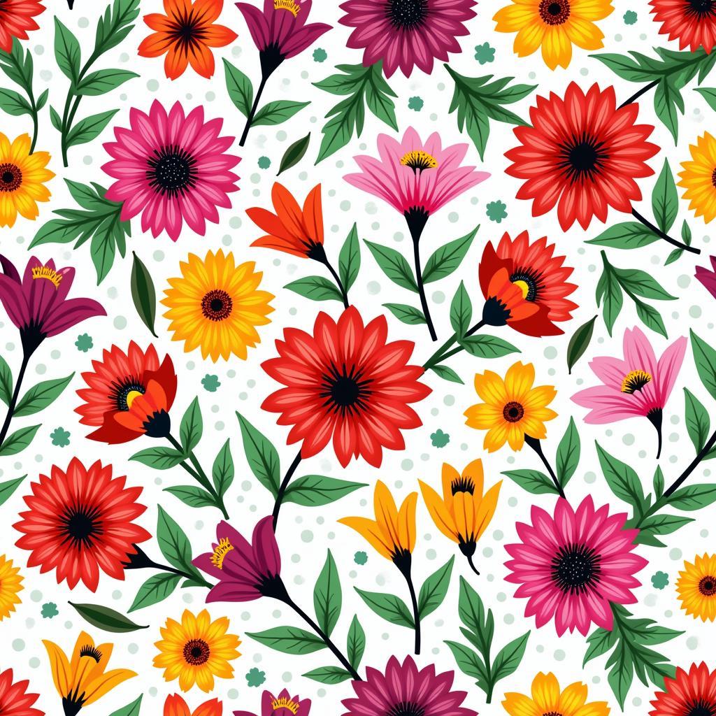 Digital wallpaper featuring stylized birth flowers in vibrant colors.