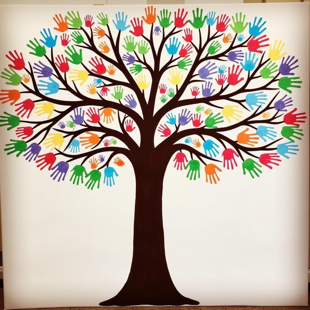 Birthday Handprint Tree Canvas