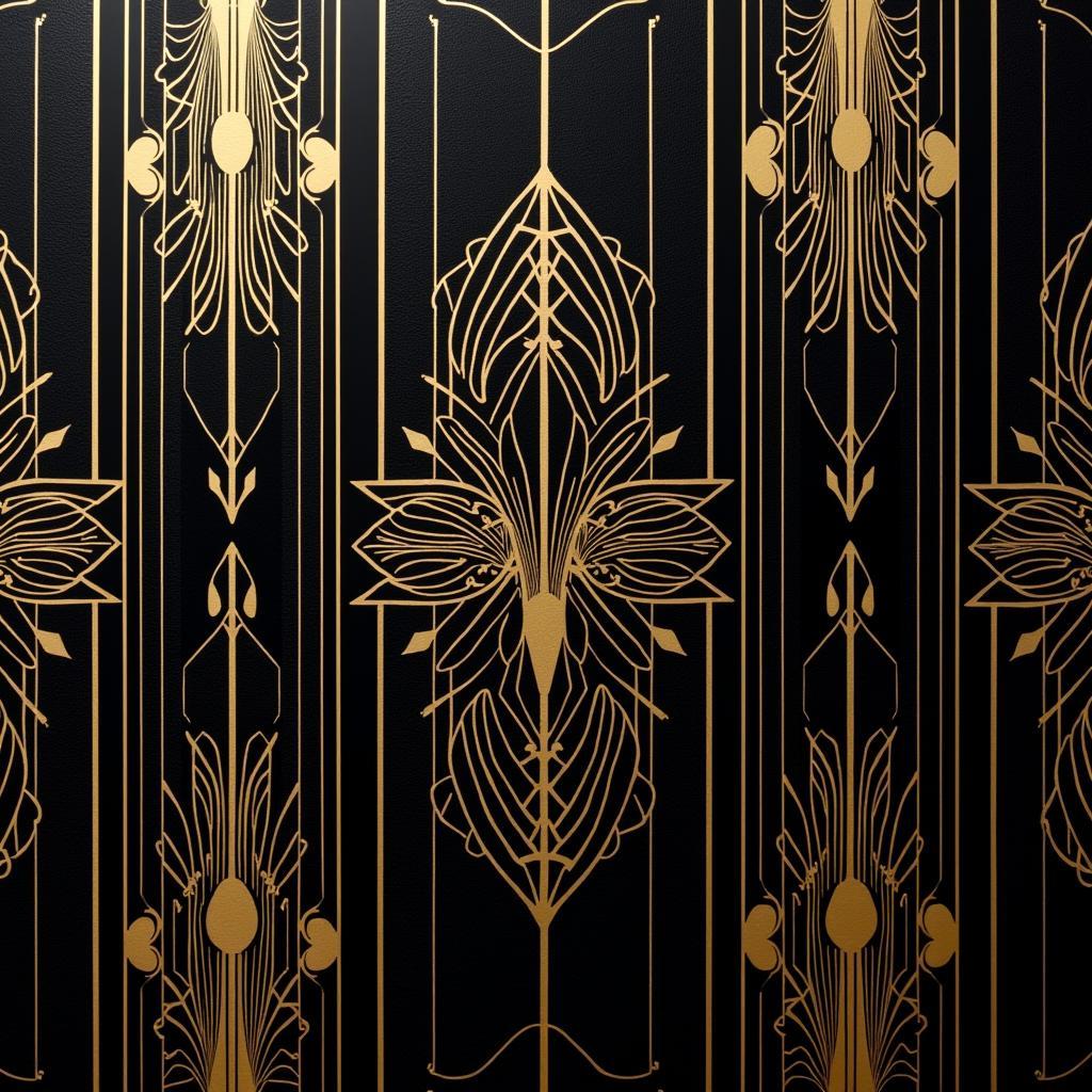 Black and Gold Art Deco Wallpaper with Geometric Patterns