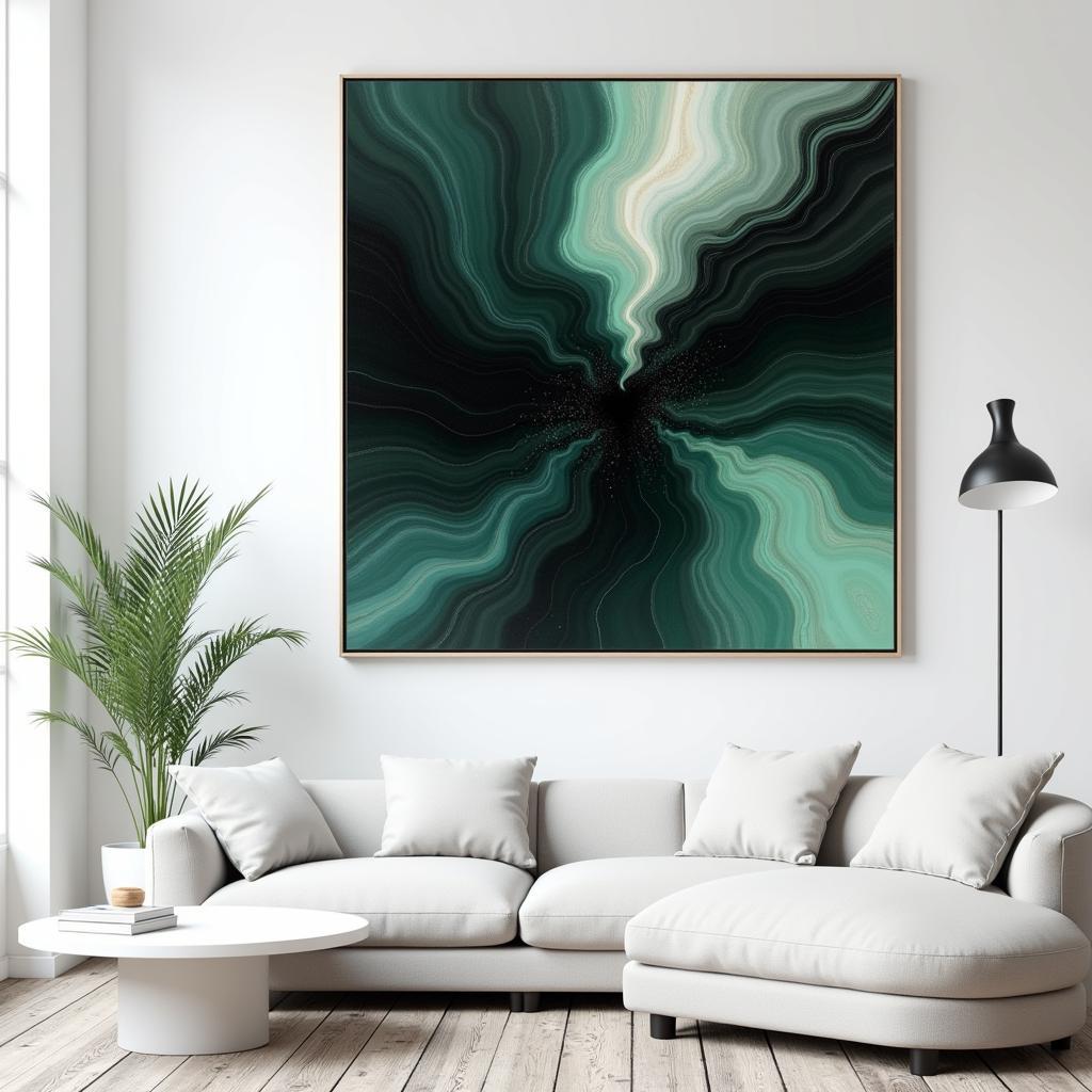 Abstract Black and Green Wall Art