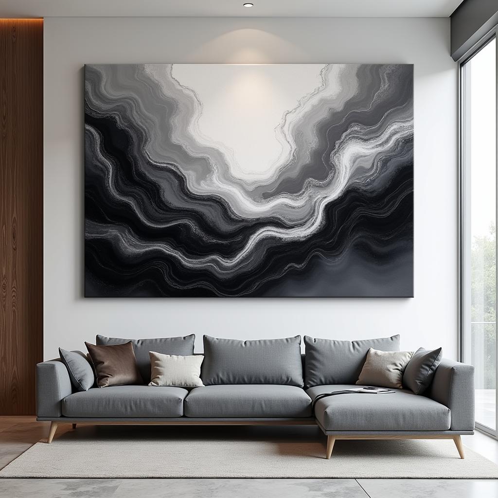 Black Grey White Abstract Canvas Art