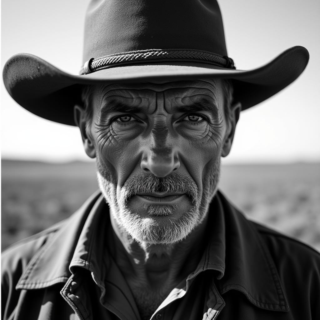 Black and White Portrait of a Cowboy