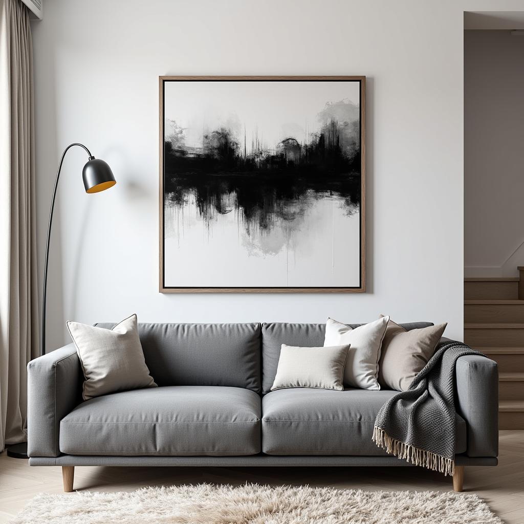 Black White Grey Abstract Art in Interior Design