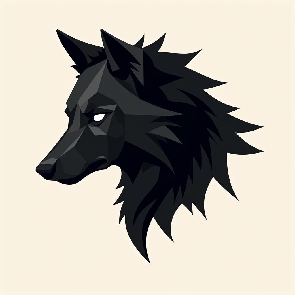 Geometric Digital Art of a Black Wolf