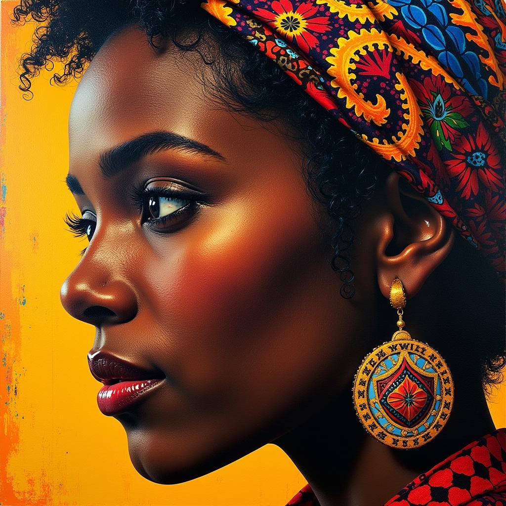 Black Woman Wall Art with African Inspired Patterns