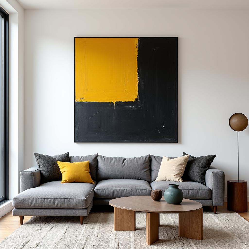 Black and Yellow Abstract Minimalist Wall Art